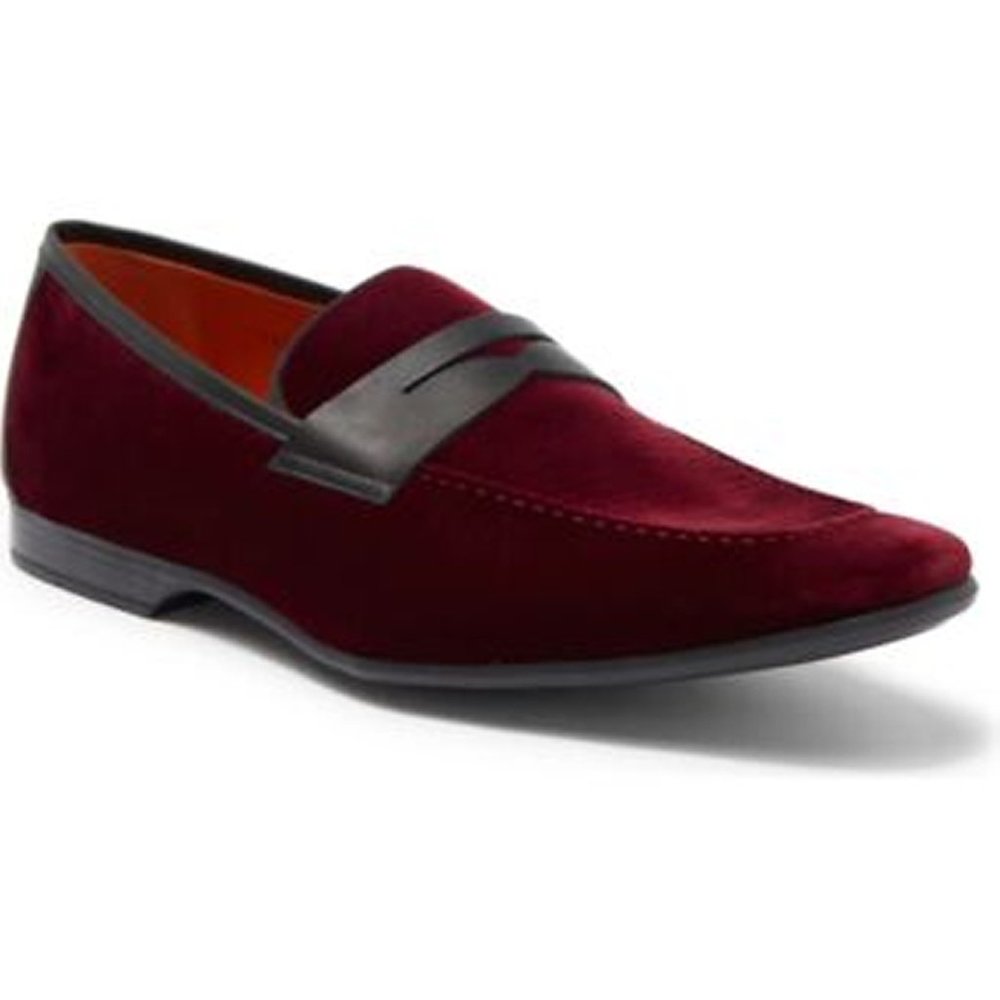 Magnanni Vale Penny Loafer Burgundy Velvet  Size 10 M